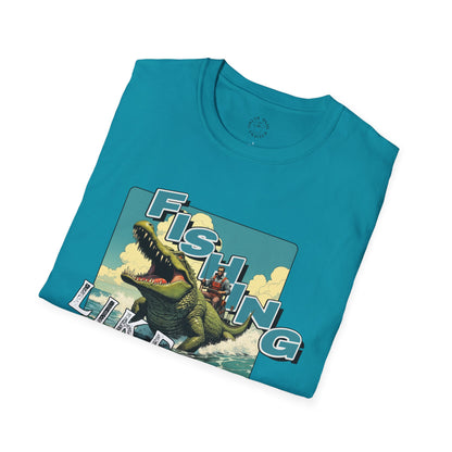 Fishing Like a Pro Unisex Softstyle T-Shirt - Perfect for Anglers & Outdoor Enthusiasts,gator