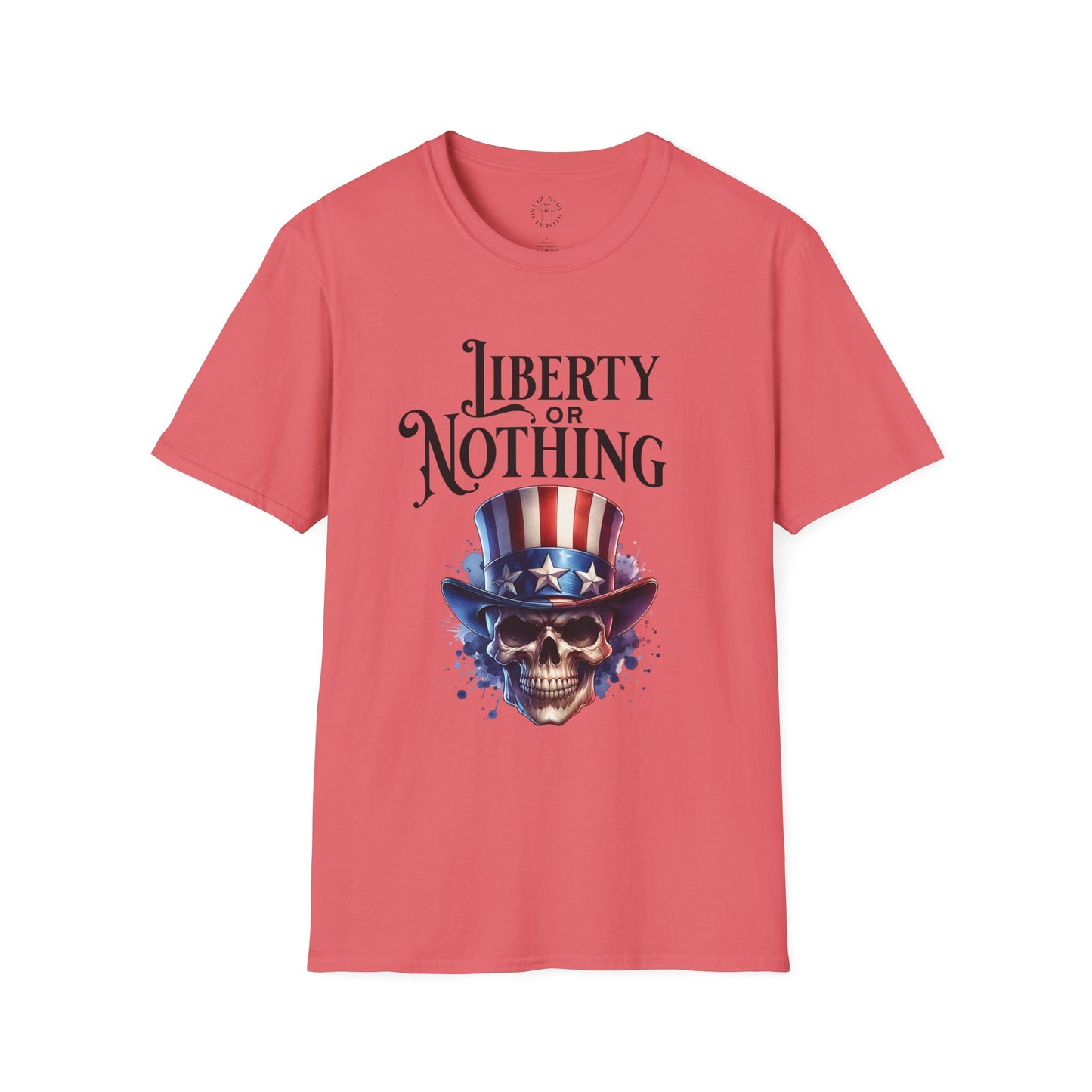 Liberty or Nothing Skull T-Shirt | Unisex Softstyle Tee for Independence Day & Patriotic Celebrations