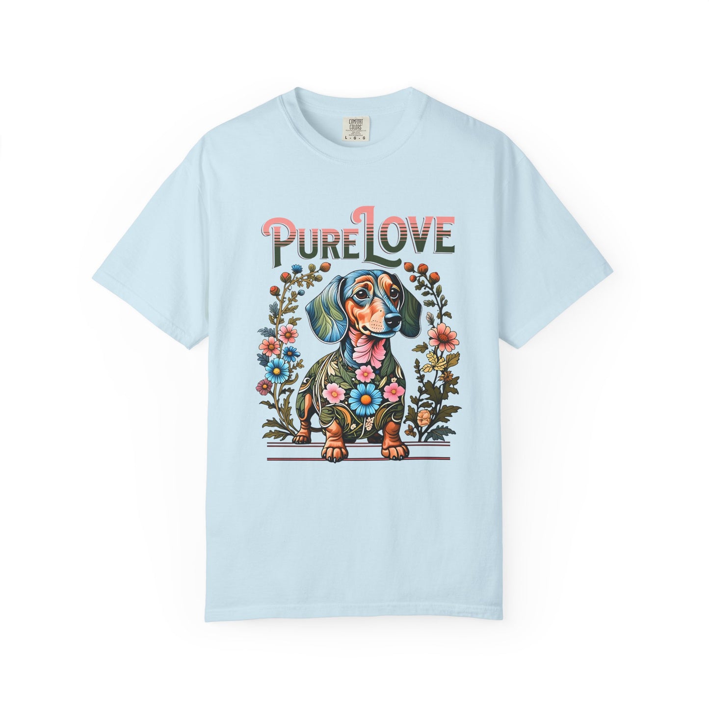 Pure Love Dog Art Unisex T-Shirt - Flower Design for Animal Lovers