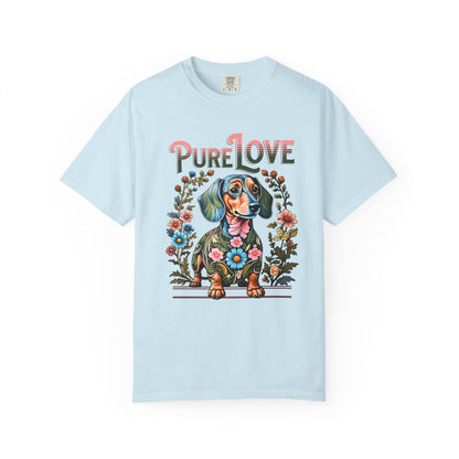 Pure Love Dog Art Unisex T-Shirt - Flower Design for Animal Lovers