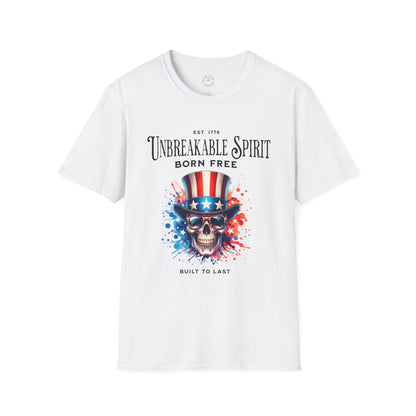 Unisex Softstyle T-Shirt - Unbreakable Spirit Skull Design - Perfect for Independence Day