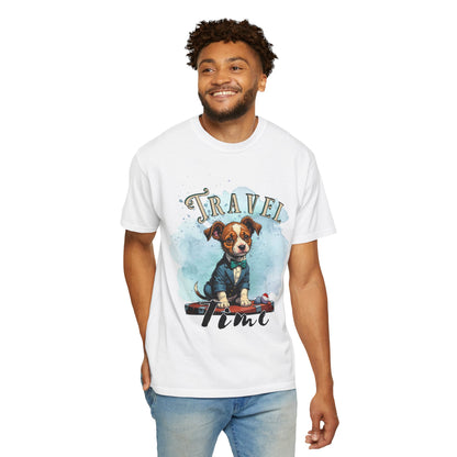 Travel Time Dog Graphic Unisex T-Shirt - Perfect for Pet Lovers and Travel Enthusiasts