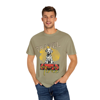 Travel Time Dog T-Shirt, Unisex Graphic Tee, Pet Lover's Gift, Vacation Shirt, Travel Enthusiast Apparel