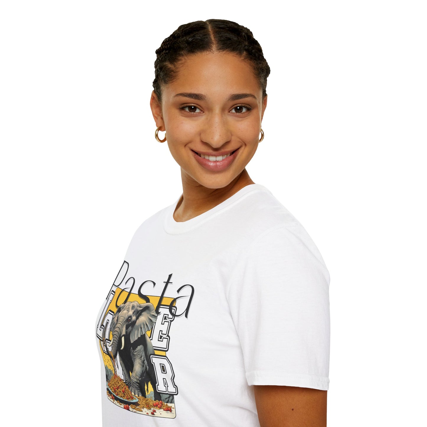 Pasta Lover Unisex Softstyle T-Shirt - Playful Elephant Graphic Tee,elephant,twisted