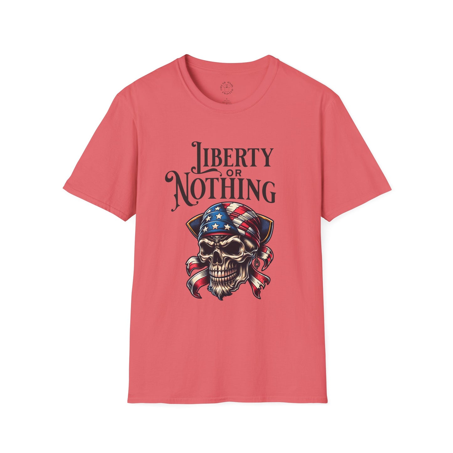Liberty or Nothing Skull T-Shirt | Unisex Softstyle Tee for Independence Day & Patriotic Celebrations