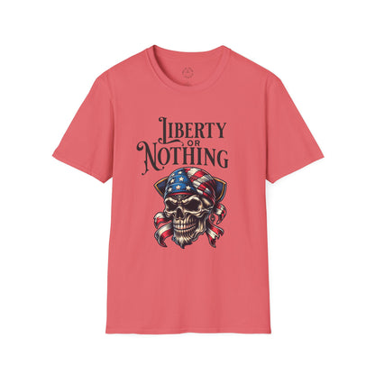 Liberty or Nothing Skull T-Shirt | Unisex Softstyle Tee for Independence Day & Patriotic Celebrations