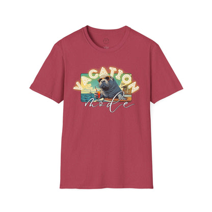 Funny Vacation Mode Unisex Softstyle T-Shirt, manatee