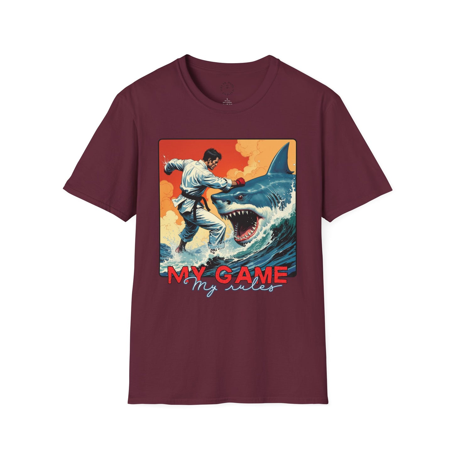 My Game Unisex Softstyle T-Shirt - Retro Shark Design Tee for Adventure Lovers, karate,sport