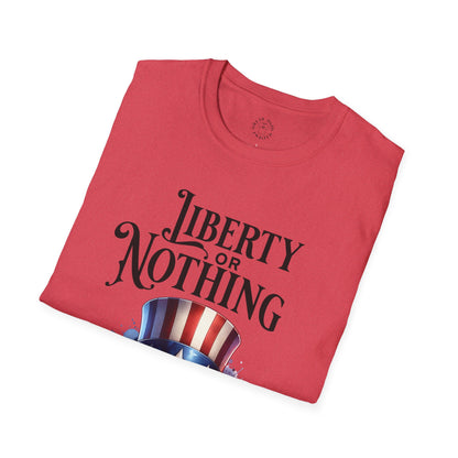 Liberty or Nothing Skull T-Shirt | Unisex Softstyle Tee for Independence Day & Patriotic Celebrations