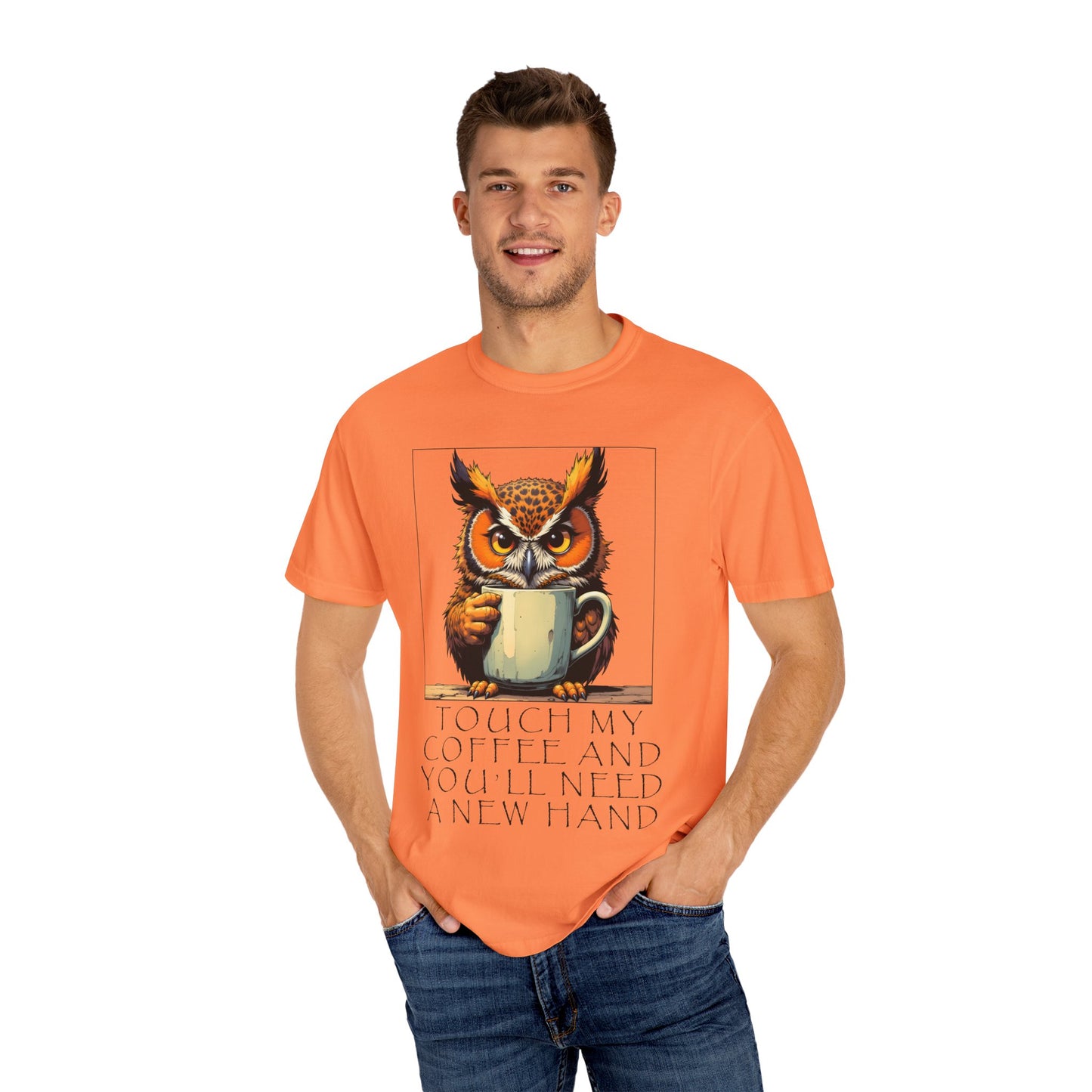 Coffee Owl T‑Shirt - "Touch My Coffee and You'll Need a New Hand" Graphic Tee