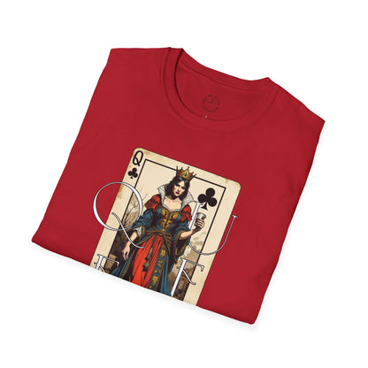 Queen Playing Card Graphic Unisex Softstyle T-Shirt, girl. queen