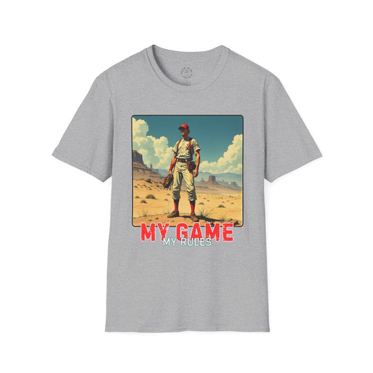 My Game My Rules Unisex Softstyle T-Shirt - Vintage Baseball Graphic Tee, sport, baseball