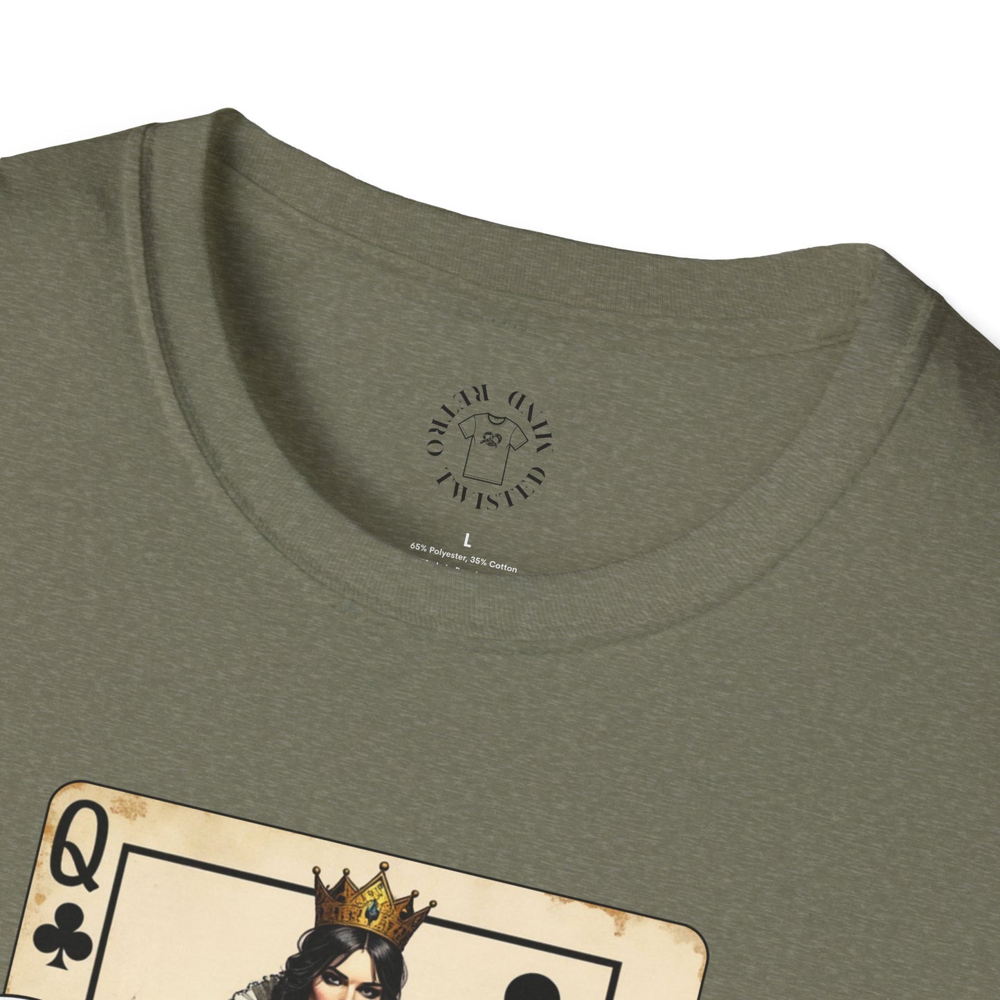 Queen Playing Card Graphic Unisex Softstyle T-Shirt, girl. queen