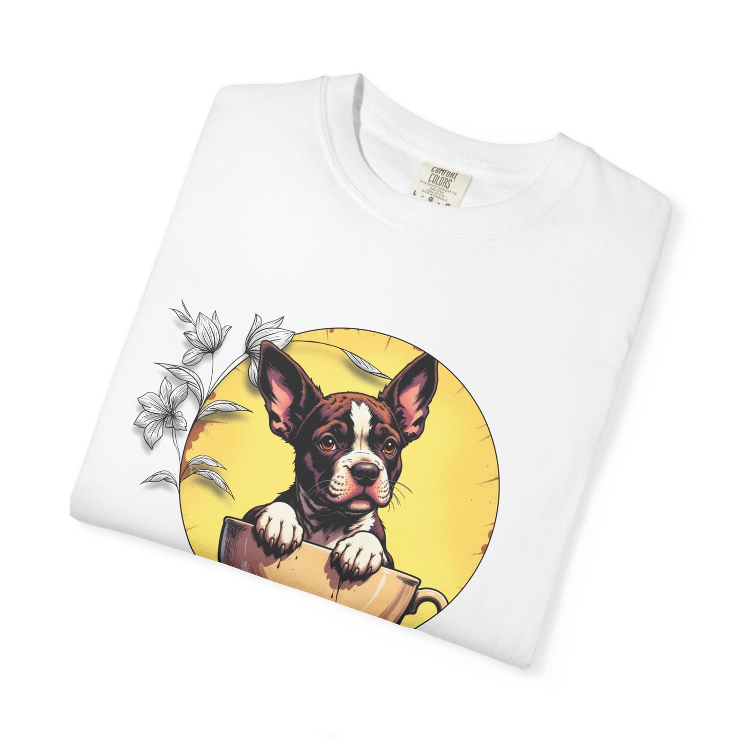 Coffee Pup Unisex Garment-Dyed T-shirt - Cute Dog Lovers Tee