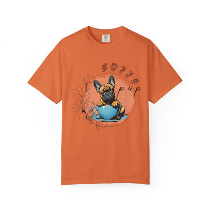 Cute French Bulldog Coffee T-Shirt - Unisex Garment-Dyed Tee