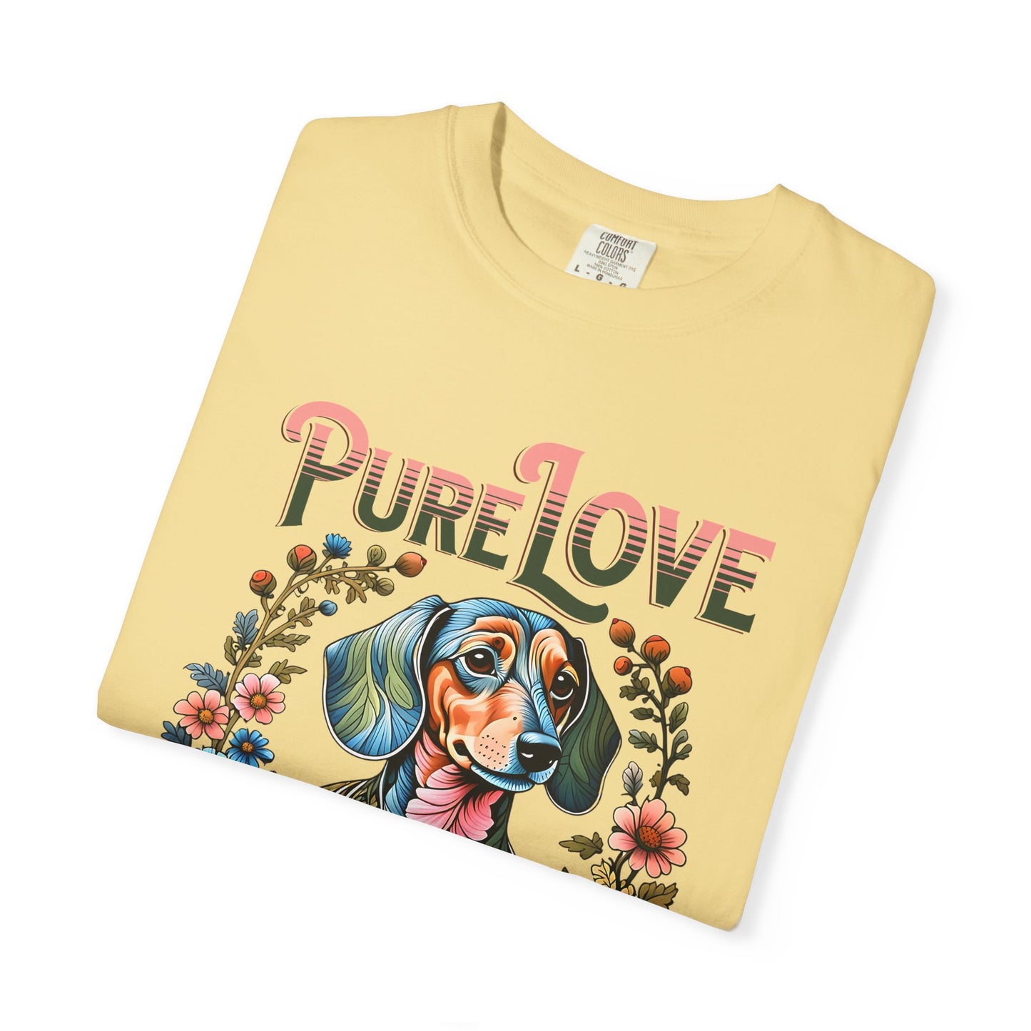 Pure Love Dog Art Unisex T-Shirt - Flower Design for Animal Lovers
