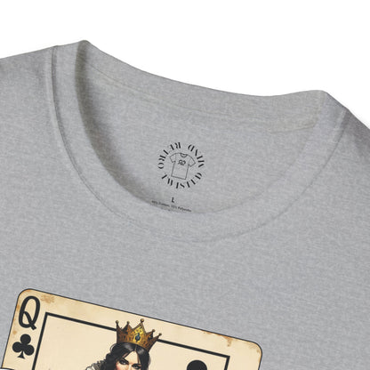 Queen Playing Card Graphic Unisex Softstyle T-Shirt, girl. queen