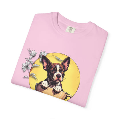 Coffee Pup Unisex Garment-Dyed T-shirt - Cute Dog Lovers Tee