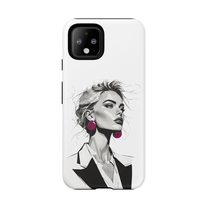 Phone Case — Chic Portrait with Pink Earrings (Stylish Protective Tough Case)