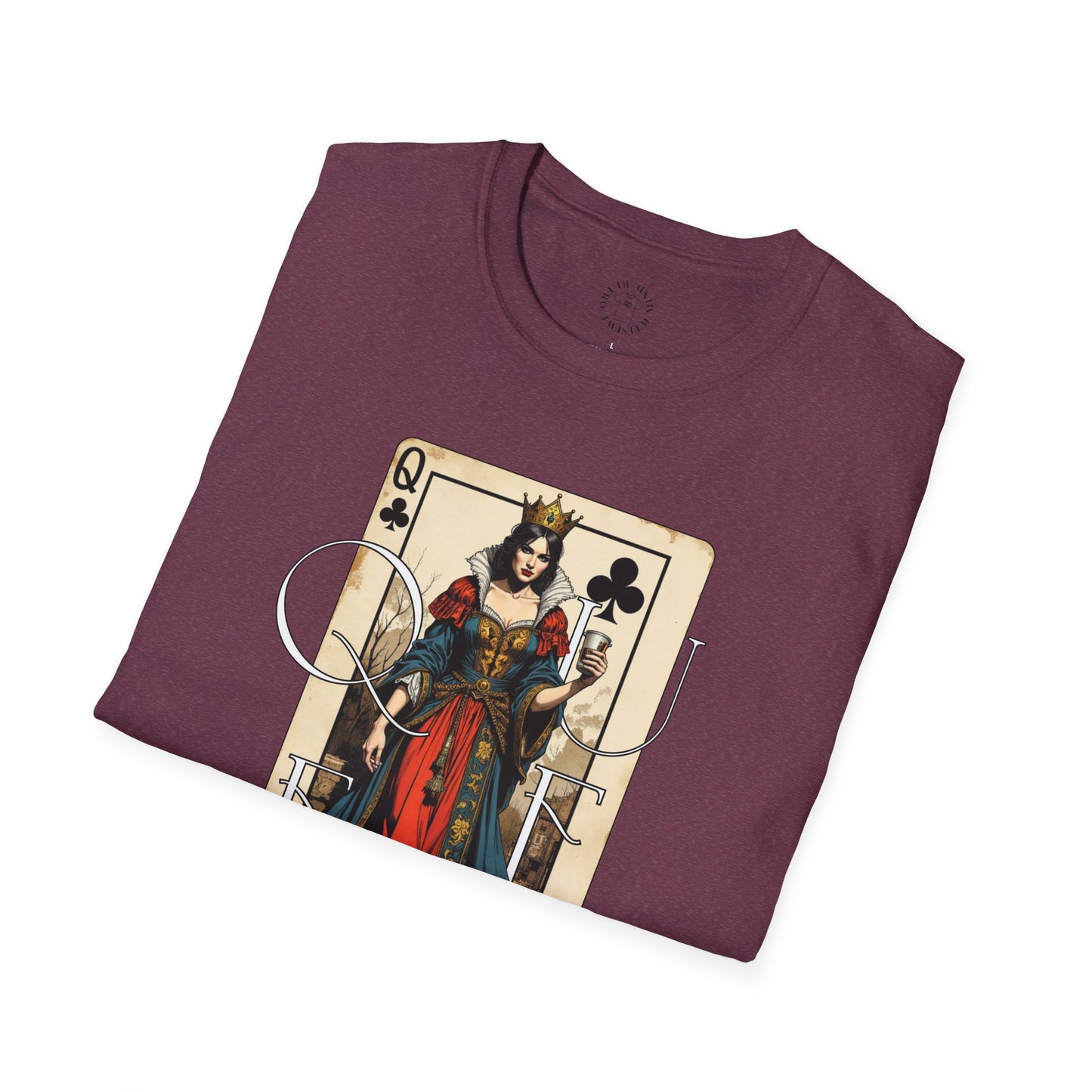 Queen Playing Card Graphic Unisex Softstyle T-Shirt, girl. queen