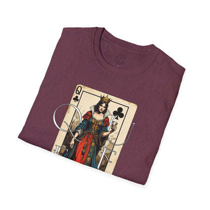Queen Playing Card Graphic Unisex Softstyle T-Shirt, girl. queen