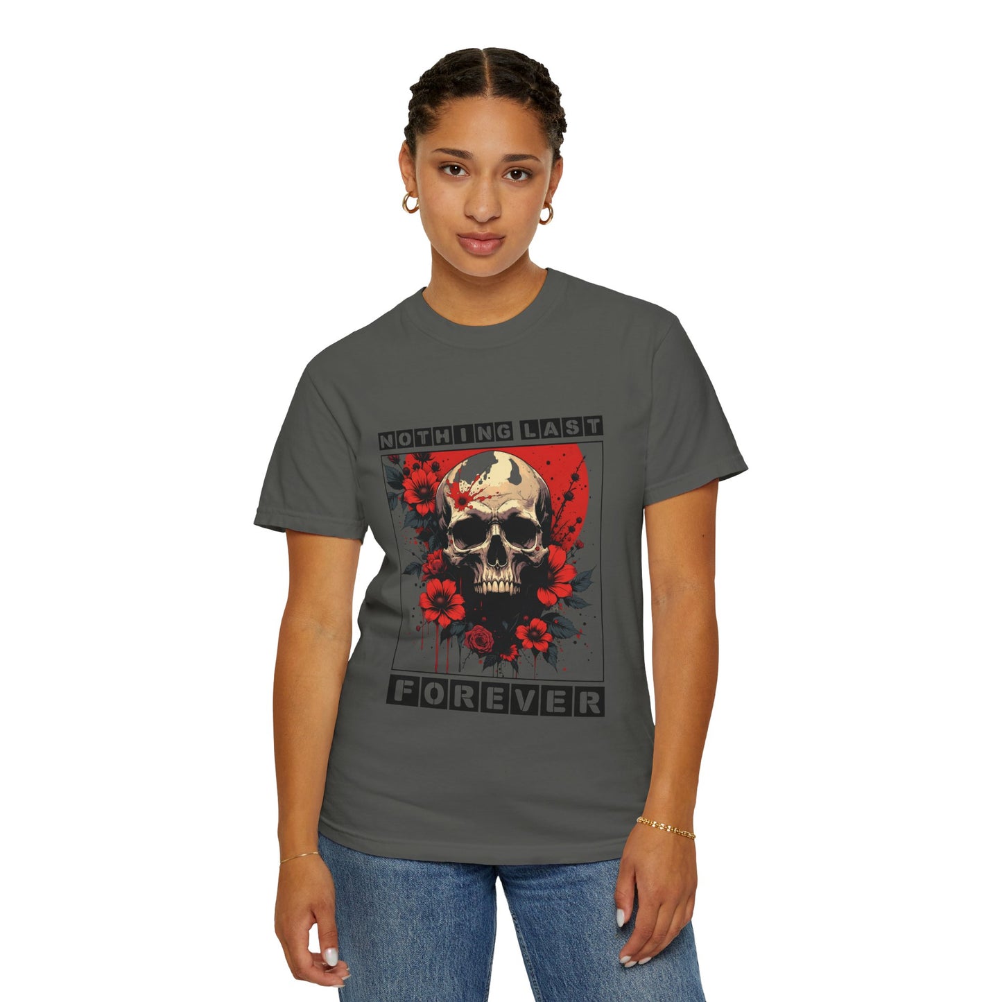 Edgy Skull Graphic T-Shirt - Unique Casual Wear, Unisex Streetwear, Gift for Music Lovers, Halloween Costume, Forever Quote Tee