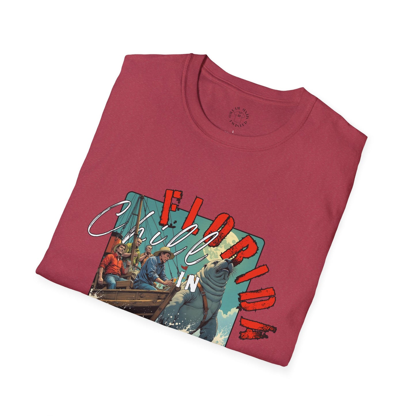 Florida Chill Unisex Softstyle T-Shirt | Vintage Beach Vibe Tee, manatee