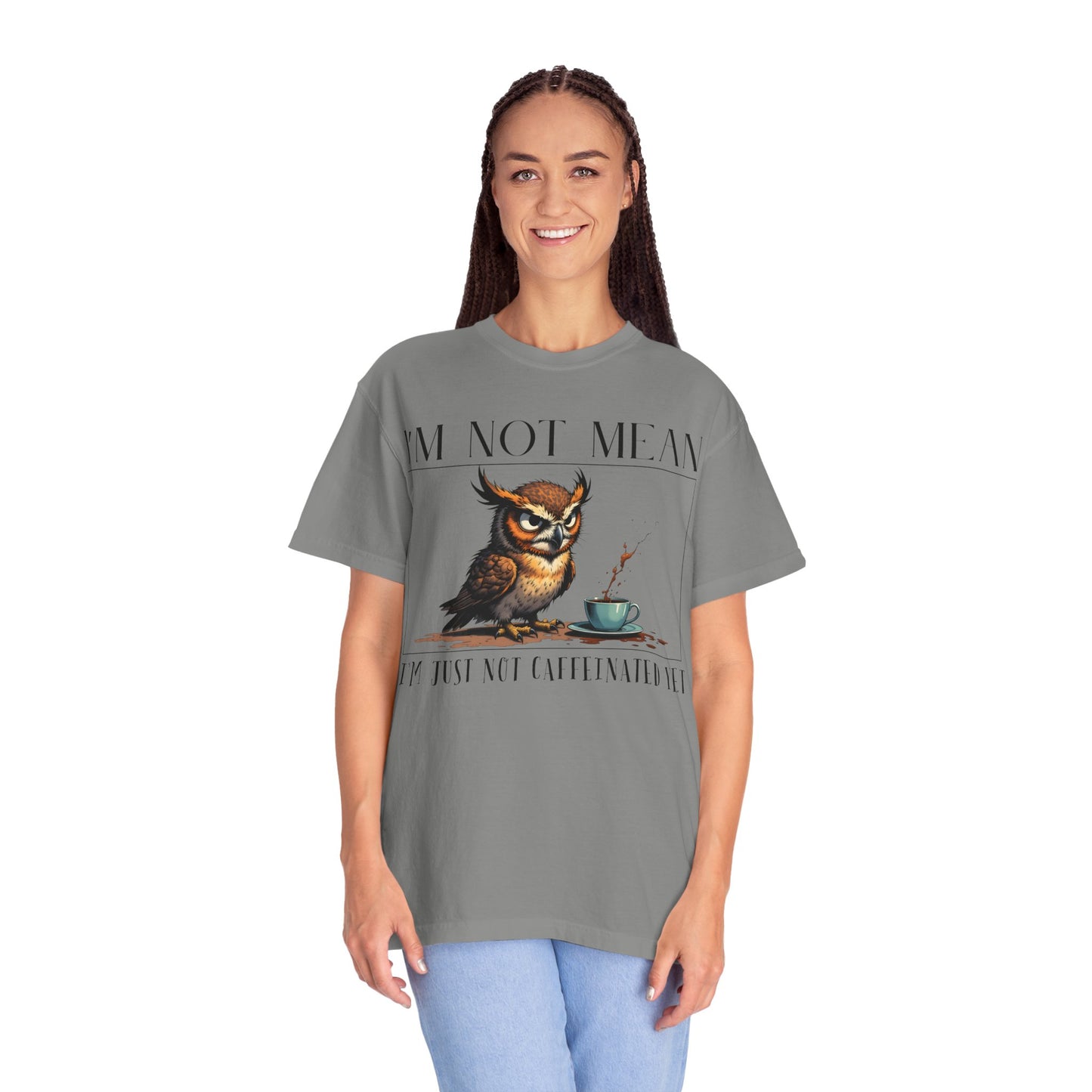 I'm Not Mean Owl T-Shirt — Funny Coffee Owl Tee for Coffee Lovers