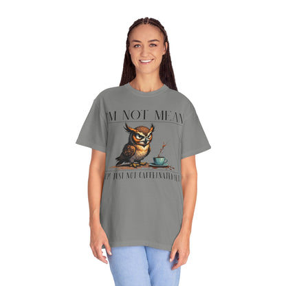 I'm Not Mean Owl T-Shirt — Funny Coffee Owl Tee for Coffee Lovers