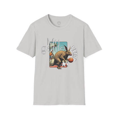 Retro Dinosaur Basketball T-Shirt - Fun Graphic Tee for Sport Enthusiasts, armadillo