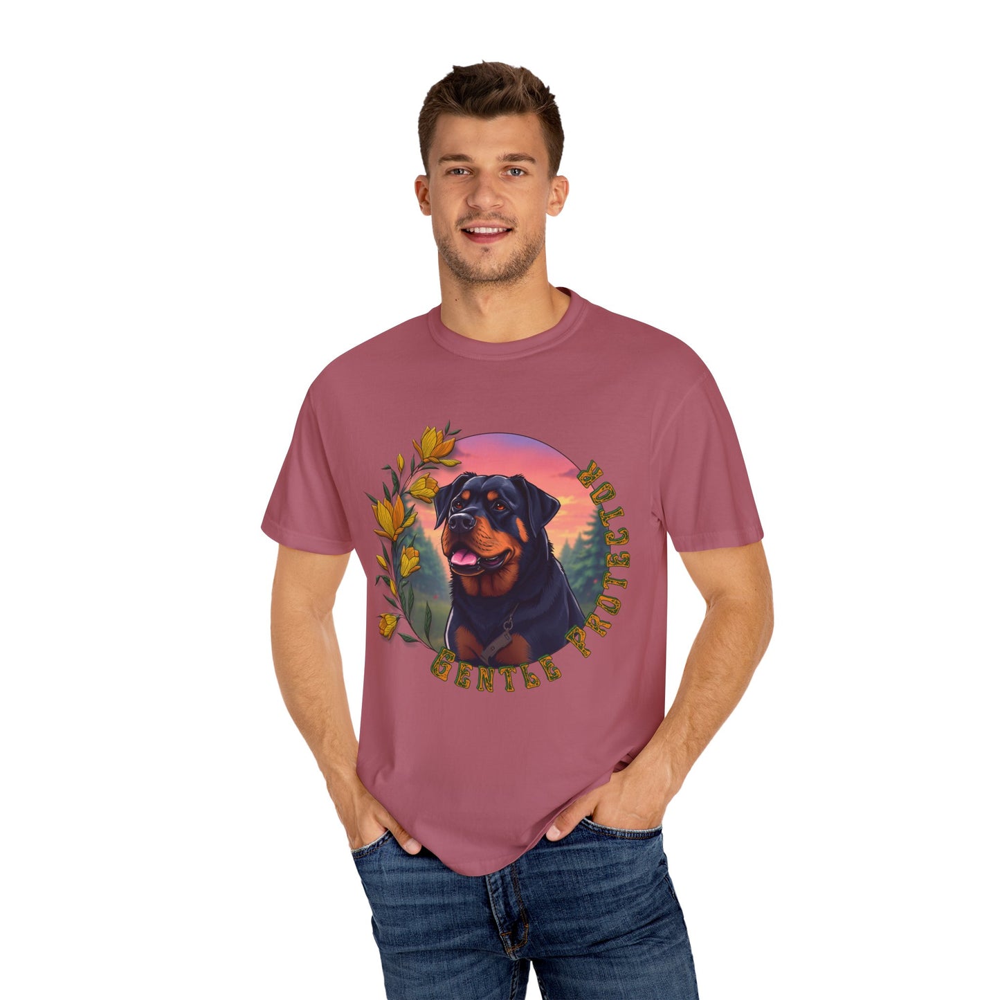 Gentle Protection Unisex Garment-Dyed T-shirt | Dog Lover Gift | Floral Design