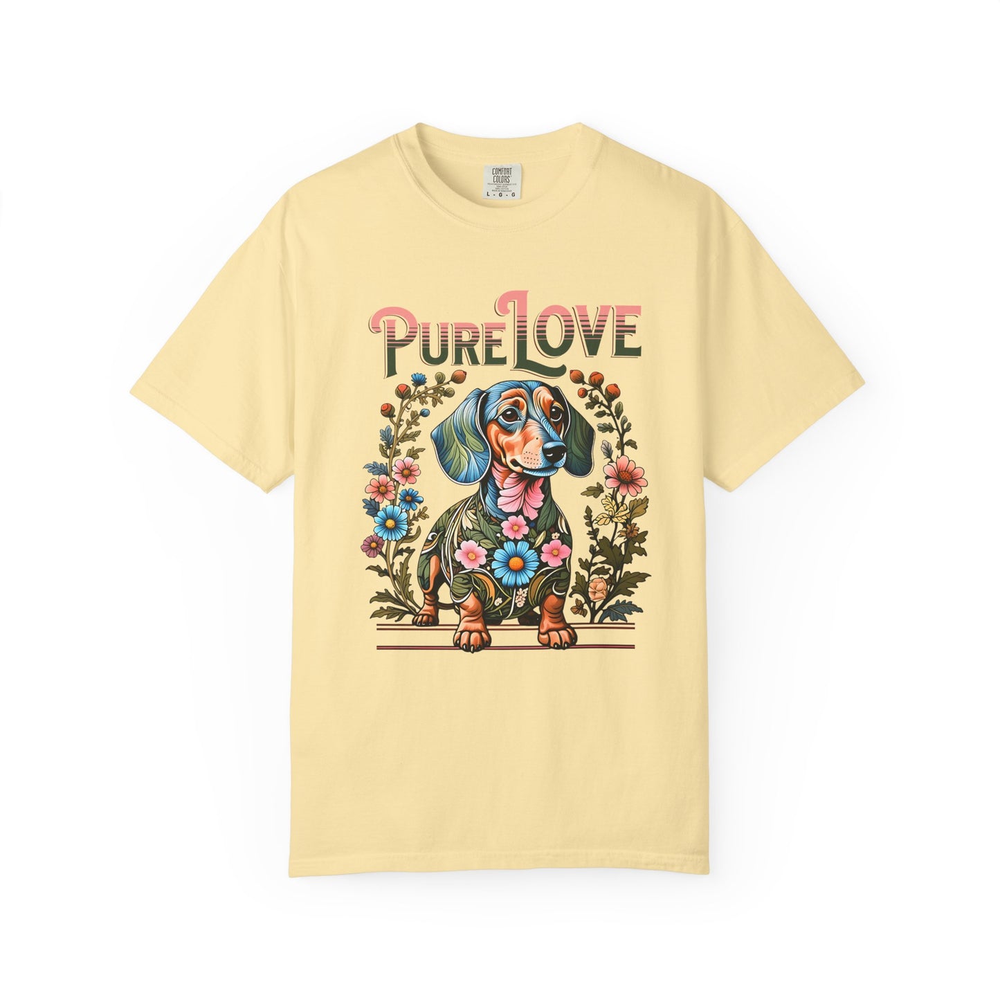 Pure Love Dog Art Unisex T-Shirt - Flower Design for Animal Lovers