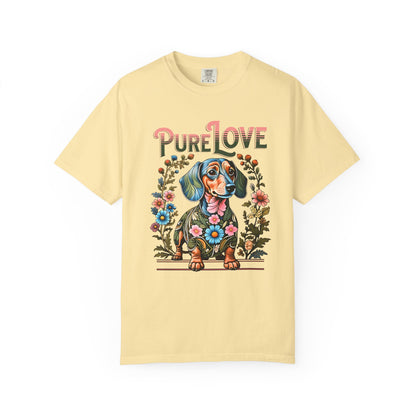 Pure Love Dog Art Unisex T-Shirt - Flower Design for Animal Lovers