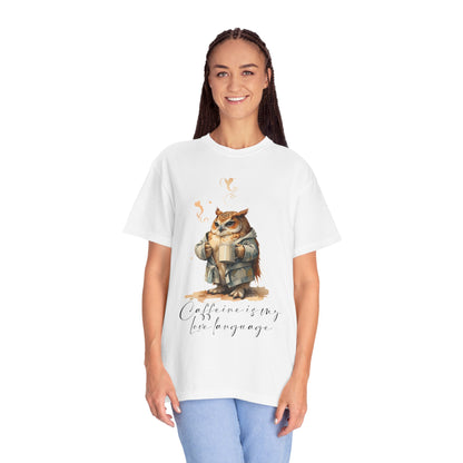 Coffee is My Love Language Cat T-Shirt — Cozy Cute Coffee Graphic Tee
