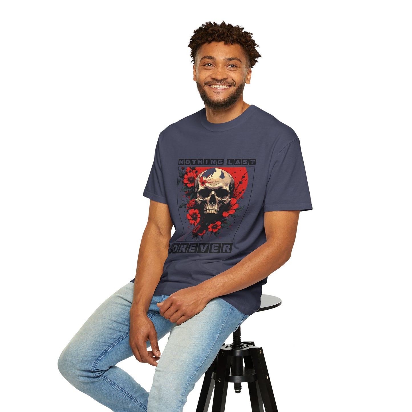 Edgy Skull Graphic T-Shirt - Unique Casual Wear, Unisex Streetwear, Gift for Music Lovers, Halloween Costume, Forever Quote Tee