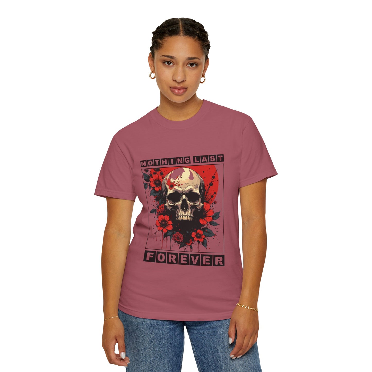 Edgy Skull Graphic T-Shirt - Unique Casual Wear, Unisex Streetwear, Gift for Music Lovers, Halloween Costume, Forever Quote Tee