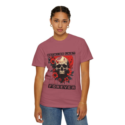 Edgy Skull Graphic T-Shirt - Unique Casual Wear, Unisex Streetwear, Gift for Music Lovers, Halloween Costume, Forever Quote Tee