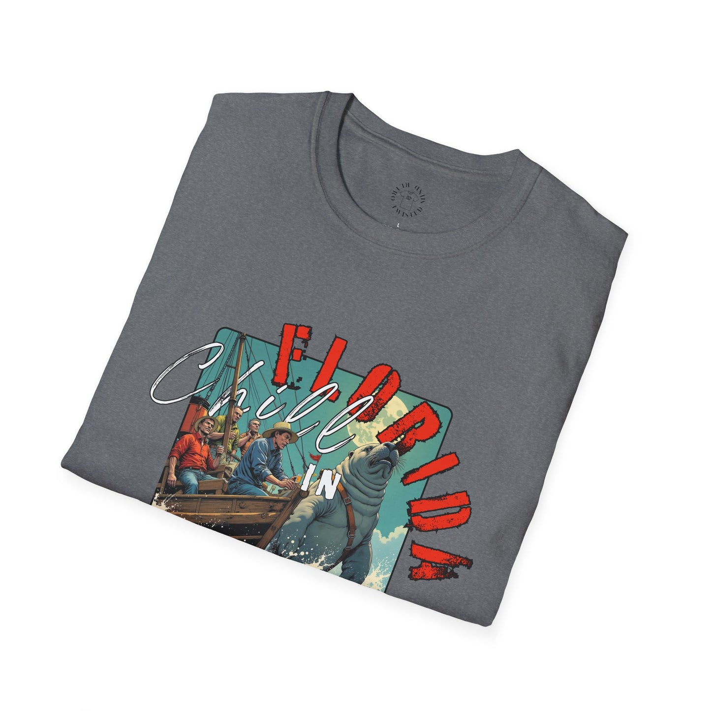 Florida Chill Unisex Softstyle T-Shirt | Vintage Beach Vibe Tee, manatee