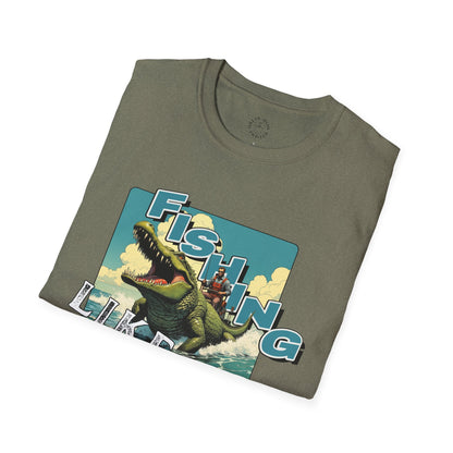 Fishing Like a Pro Unisex Softstyle T-Shirt - Perfect for Anglers & Outdoor Enthusiasts,gator