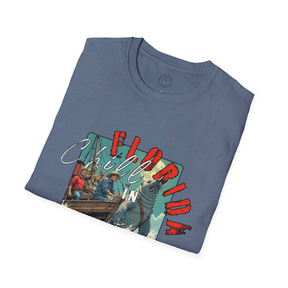 Florida Chill Unisex Softstyle T-Shirt | Vintage Beach Vibe Tee, manatee