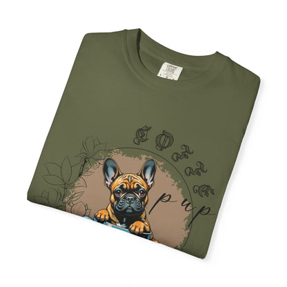 Cute French Bulldog Coffee T-Shirt - Unisex Garment-Dyed Tee