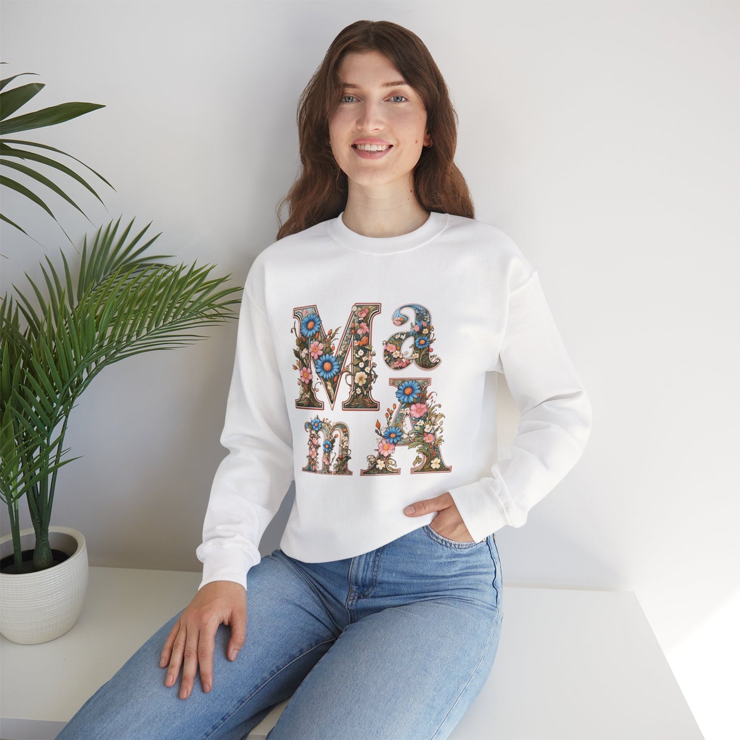 Unisex Heavy Blend™ Crewneck Sweatshirt,mother day gift, mama ,flower