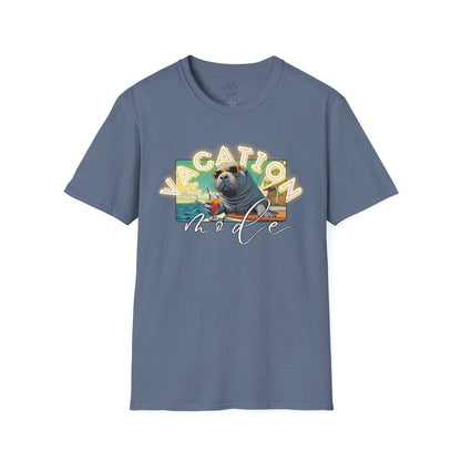 Funny Vacation Mode Unisex Softstyle T-Shirt, manatee