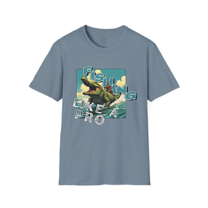 Fishing Like a Pro Unisex Softstyle T-Shirt - Perfect for Anglers & Outdoor Enthusiasts,gator